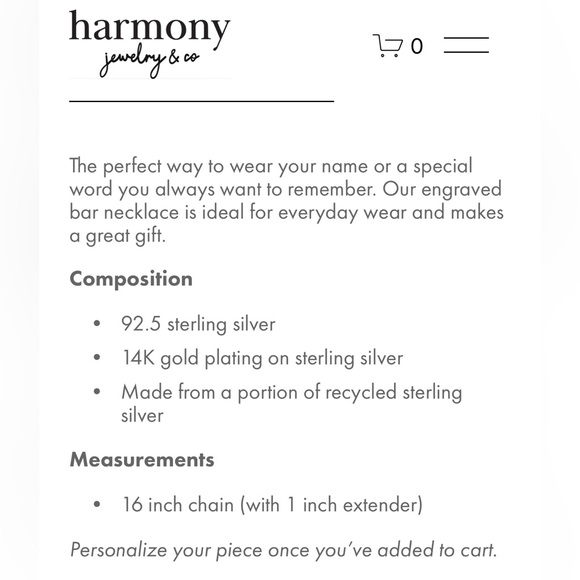 Engraved Bar Necklace - Picture 2 of 2